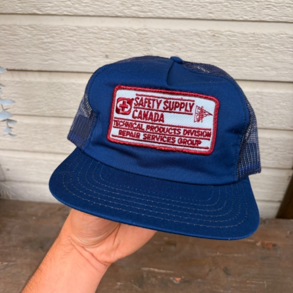 vintage SAFETY SUPPLY CANADA patch mesh trucker hat snapback blue - Picture 2 of 5